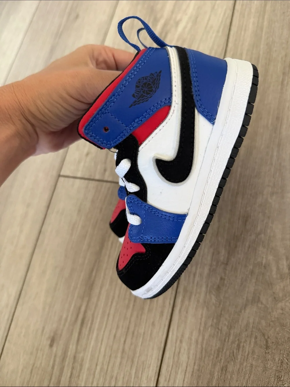 Nike Kids Air Jordan 1 Mid TD 'Top 3' Red, Blue, Black, white 8C NEW